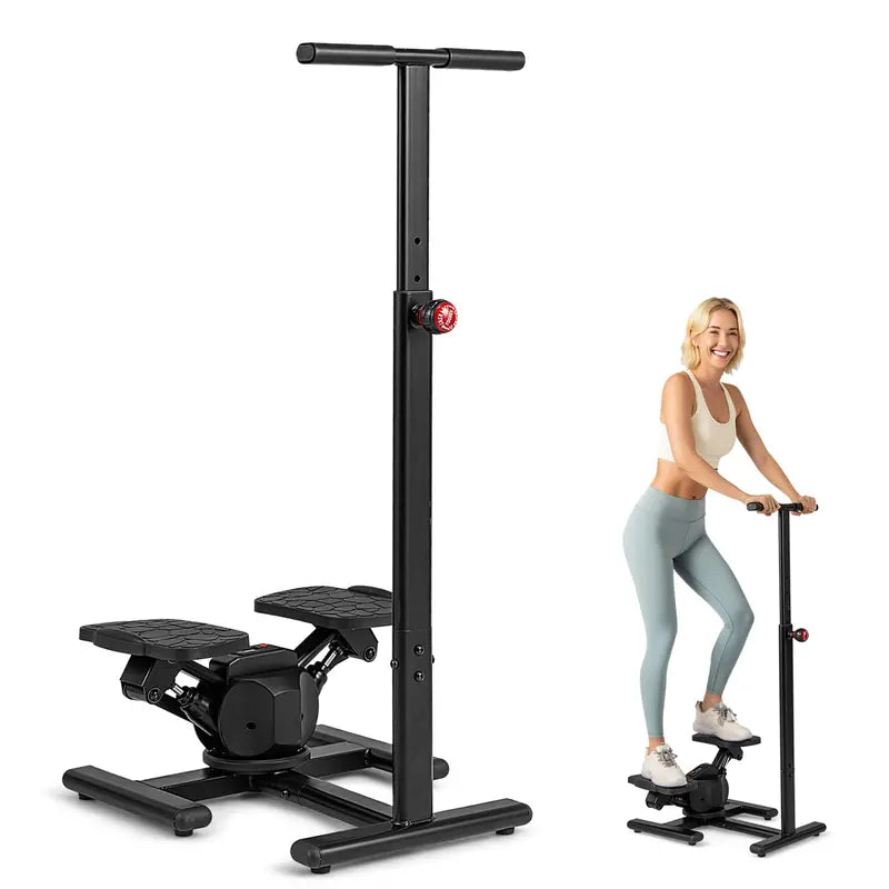 Dual-Function Twist Stepper  Waist Trimmer Platform with Handlebar & LCD Display