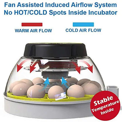 KEBONNIXS 12 Egg Incubator with Humidity Display, Egg Candler, Automatic Egg Turner