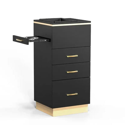 OmySalon 3-Drawer Salon Station  Mobile Barber & Spa Storage Cart with Adjustable Shelves and Casters