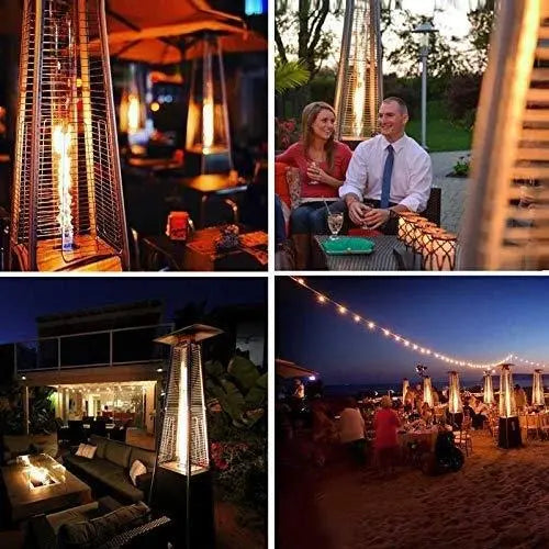 Dual Pyramid Propane Patio Heater Set  42,000 BTU Tower Heaters for Extended Outdoor Comfort