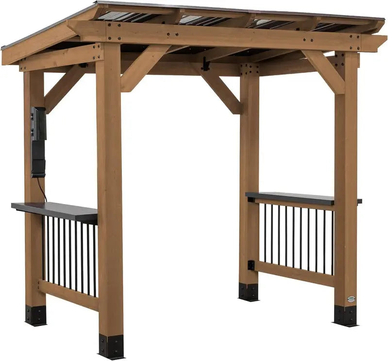 Saxony Wooden BBQ Gazebo  Insulated Roof, Integrated Power Outlets, and Weatherproof Design