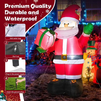 JollyHome 8ft Weatherproof Inflatable Santa Claus with LED Lights for Christmas Yards