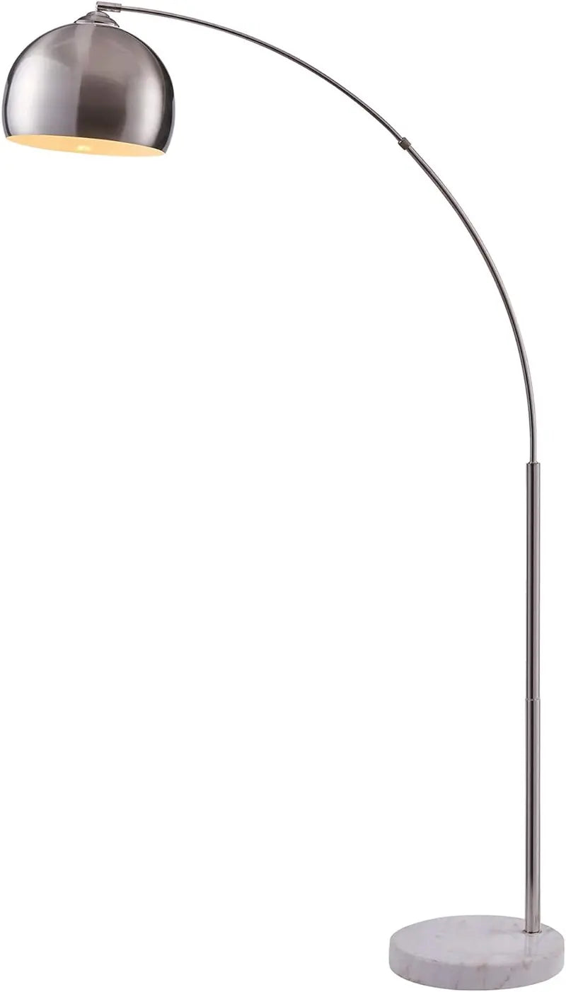Brightech Arc Floor Lamp 68.1″ with Chrome Bell Shade and Faux White Marble Base for Living Room, Office, Bedroom