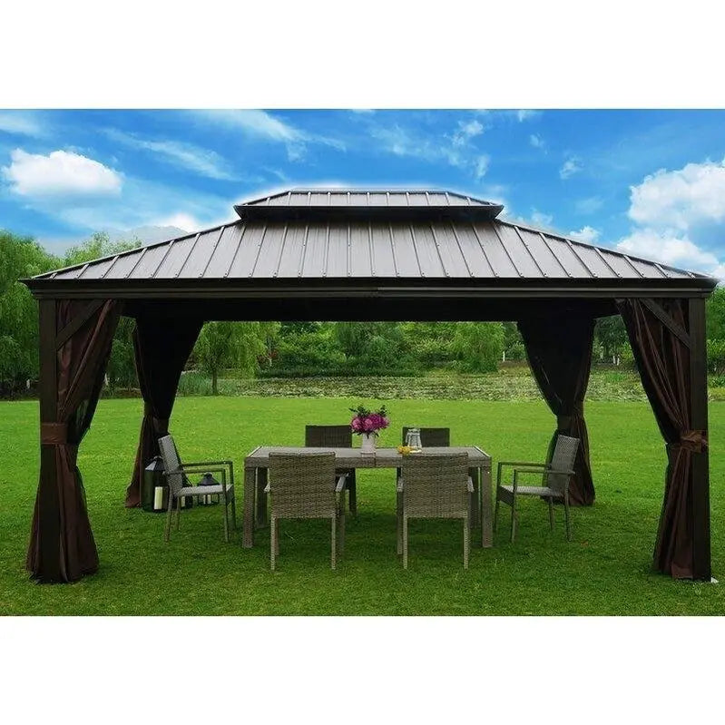 Alexander Aluminum Patio Gazebo  16 ft Wide × 12 ft Deep