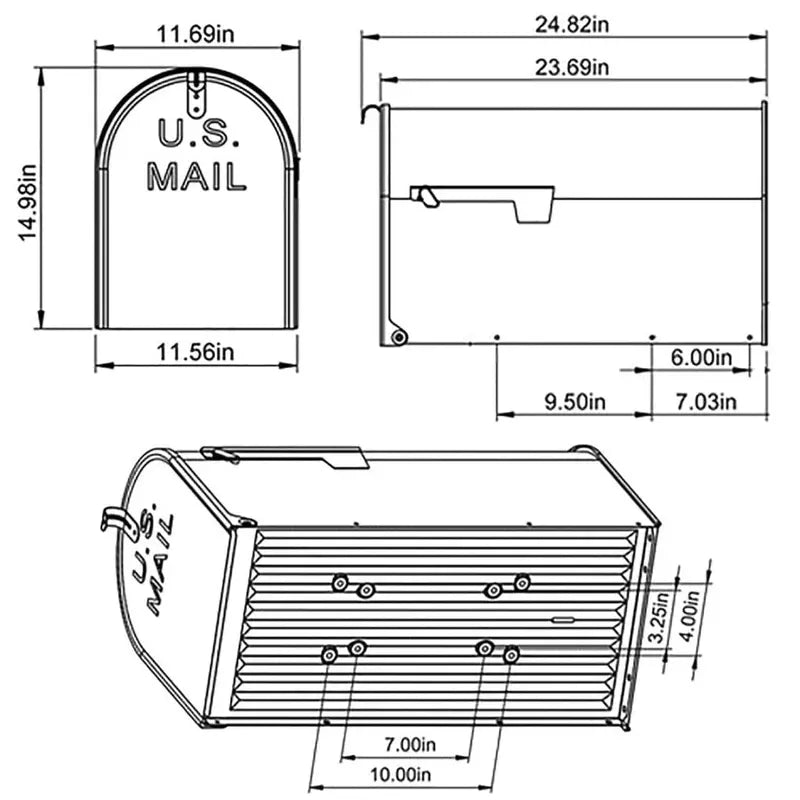 Gibraltar Stanley Jumbo Post-Mount Mailbox  Galvanized Steel, Extra-Large Black Design, Weather-Resistant Construction