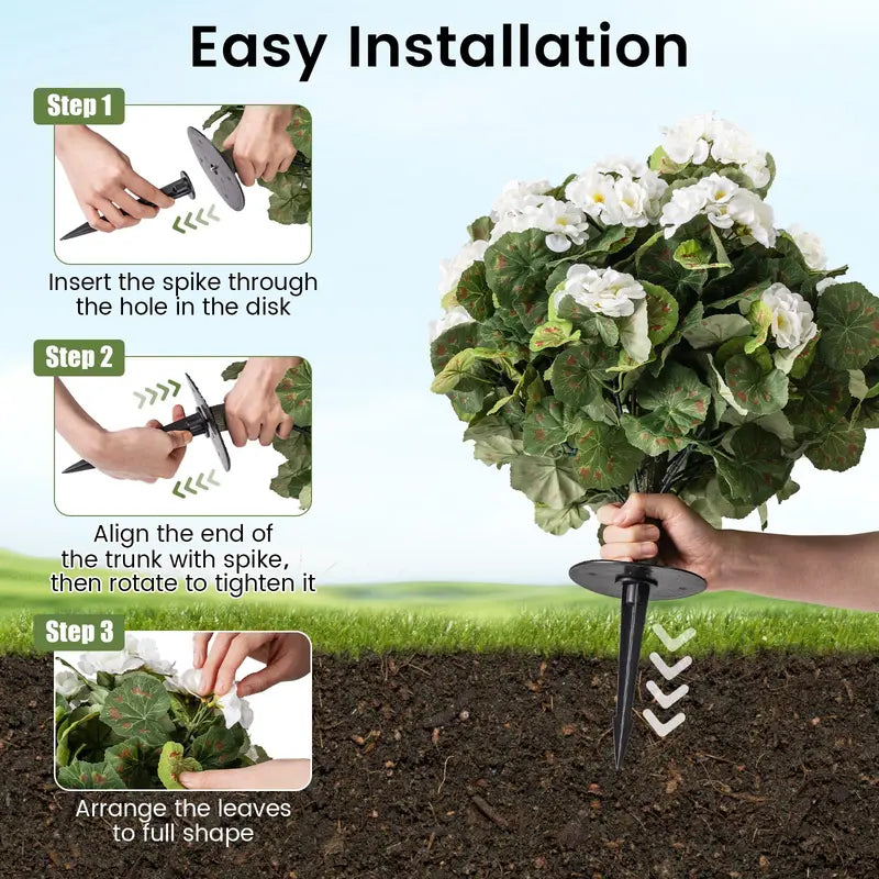 Set of 2 Begonia Ball Topiaries  22.5-Inch Artificial Plants with Ground Anchors