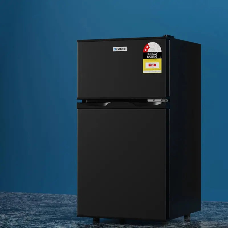 Devanti 80L Bar Fridge  Compact Black Mini Refrigerator & Freezer Combo