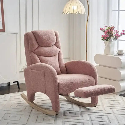 Ergonomic Fabric Rocking Chair for Nurseries  Height-Adjustable Footrest Included