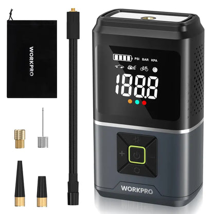 WORKPRO Portable 12V Tire Inflator with Digital Pressure Gauge & Auto-Shutoff
