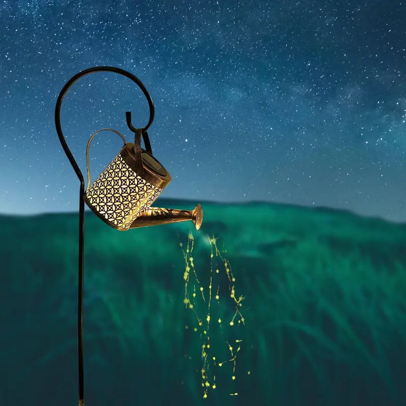 Syenll Solar Watering Can Light, Outdoor Hanging Garden Lamp, Durable Waterproof Metal, Warm White LED, Shepherd Hook for Patio Decor
