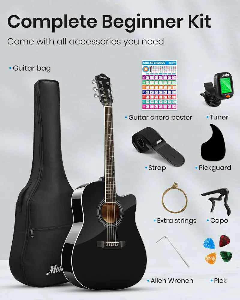 Moukey 41-Inch Acoustic Guitar Starter Pack  Beginner-Friendly for Teens & Adults