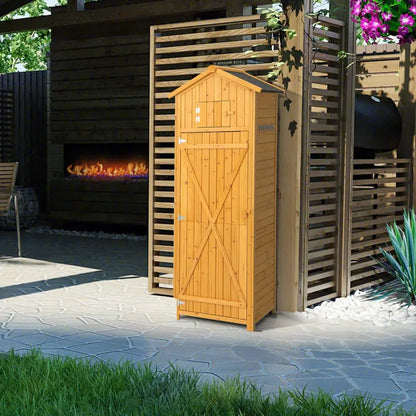 Lockable Wooden Outdoor Storage Shed  Garden Cabinet with Secure Doors