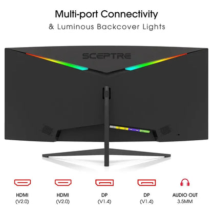 Sceptre 34-Inch Ultrawide WQHD Gaming Monitor  165Hz Refresh Rate, Curved Design