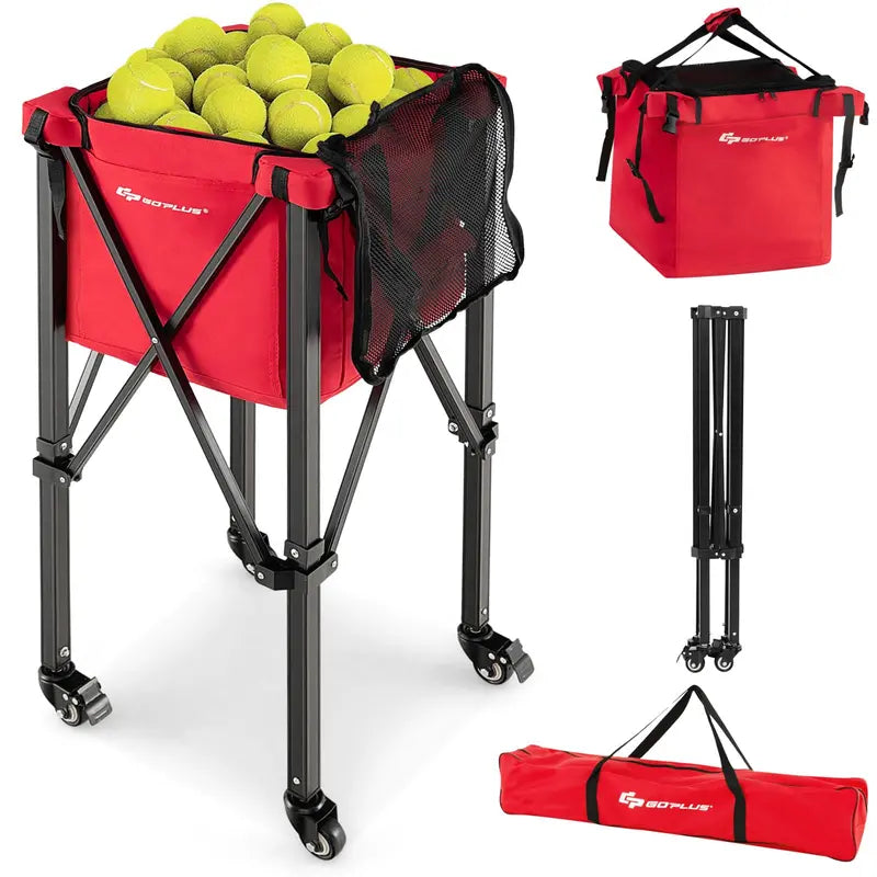 Lightweight Aluminum Tennis Ball Hopper, Collapsible 2-Tier Ball Collector