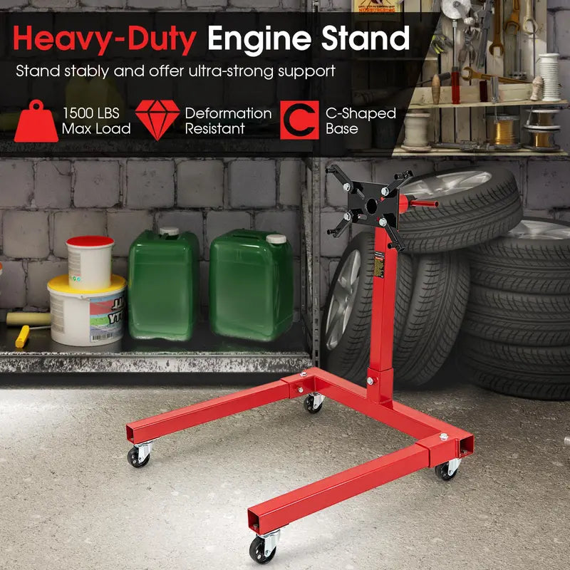 Heavy-Duty Engine Stand  1500 lb Capacity Motor Support with Four Swivel Casters