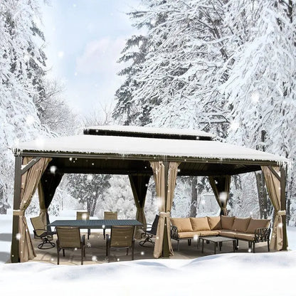 Calaro Galvanized Steel Patio Gazebo  19.5 ft W × 11 ft D Heavy-Duty Outdoor Canopy Structure