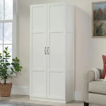 White Freestanding Pantry Cabinet with Adjustable Shelves