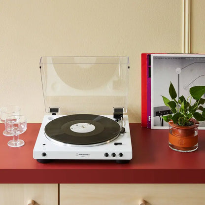 Audio-Technica AT-LP60XBT Wireless Bluetooth Turntable  White Wood Finish