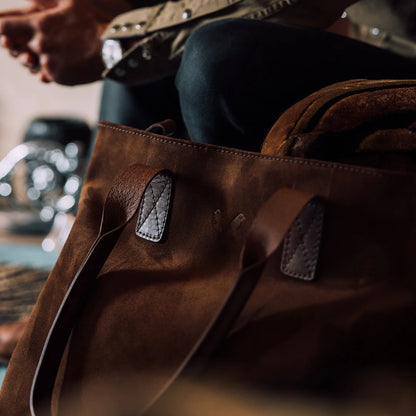 Suede Tote - Tobacco Brown