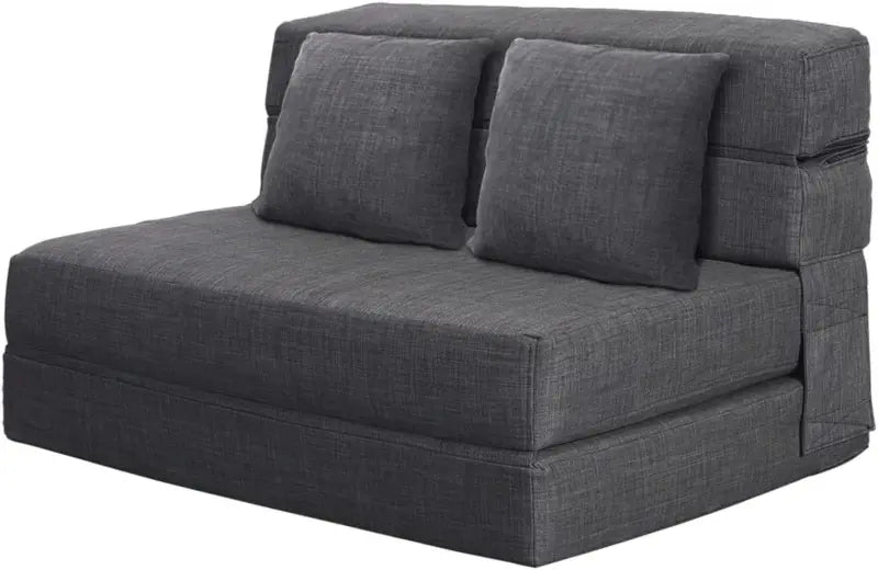 60-Inch Pull-Out Sofa Bed with Memory Foam Mattress, Two Pillows & Futon-Style Guest Bed Design