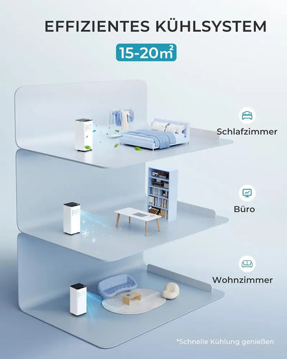 7000 BTU 4-in-1 Portable Air Conditioner  Mobile Unit with Exhaust Hose, Digital Control, Remote, Timer, and Window Kit for Up to 20 m²