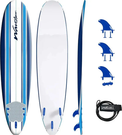 Wavestorm 8ft Foam Surfboard  Wax-Free Soft-Top Longboard for All Skill Levels, Adults & Kids