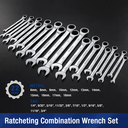 WORKPRO 22-Piece Ratcheting Combination Wrench Collection