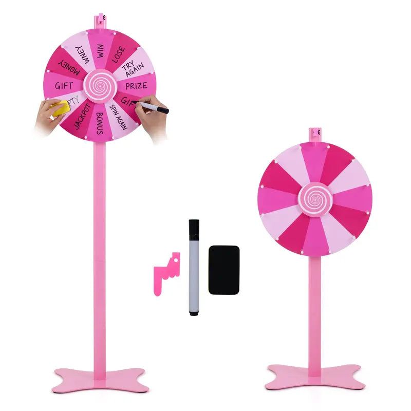 18-Inch or 24-Inch Adjustable Prize Wheel Kit with Chalkboard Marker, Eraser, and Spare Pointer