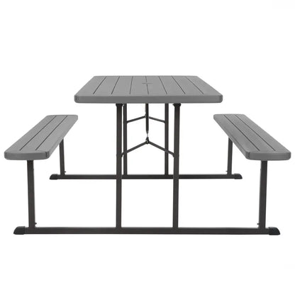 Cosco Outdoor Intellifit 6 ft. Folding Blow Mold Picnic Table, Gray Wood Grain