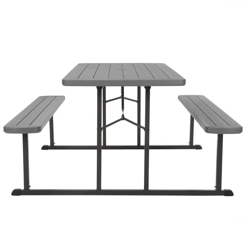 Cosco Outdoor Intellifit 6 ft. Folding Blow Mold Picnic Table, Gray Wood Grain