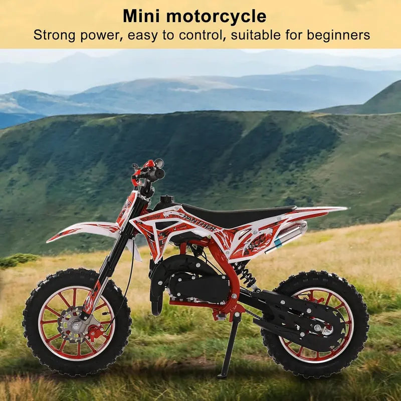 49cc Kids’ Dirt Bike  2-Stroke Off-Road Mini Motorcycle with Dual Disc Brakes, 40 km/h Max Speed, Ages 516