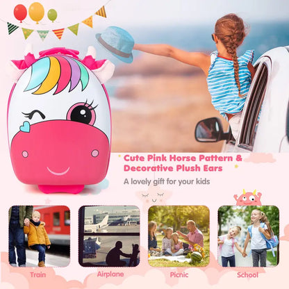16-Inch Kids Carry-On Luggage with LED Light-Up Wheels & Waterproof Hard Shell