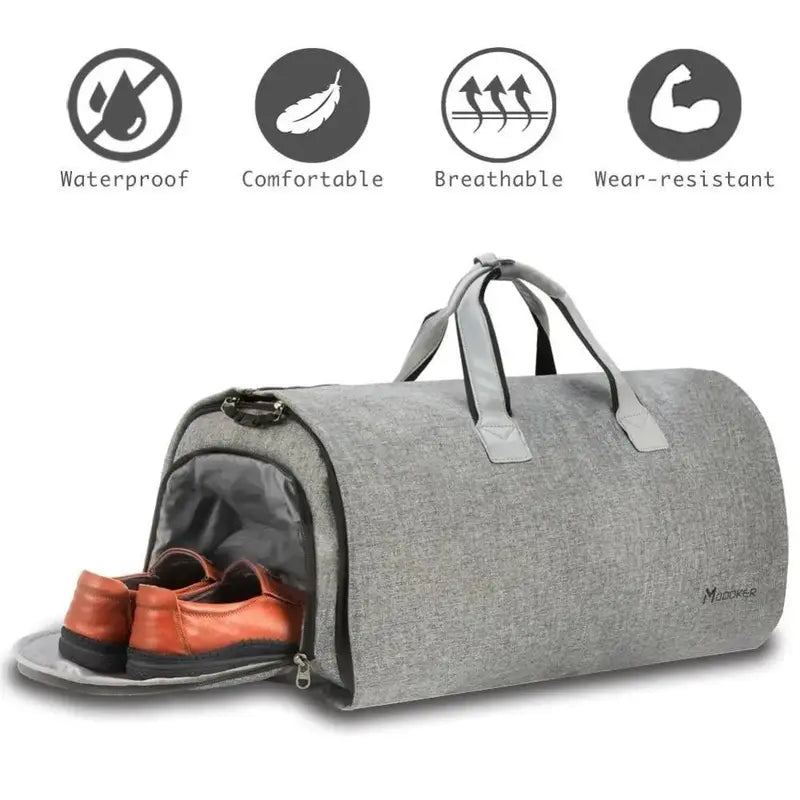 Baggrix™ 2-in-1 Garment Duffel Bag, 45L, Wrinkle-Free, Water-Resistant, Travel & Business, Black