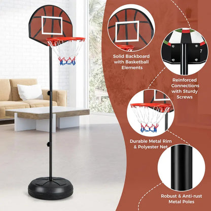 2-in-1 Toddler Basketball Hoop  Adjustable Goal with Integrated Dartboard and Fillable Base