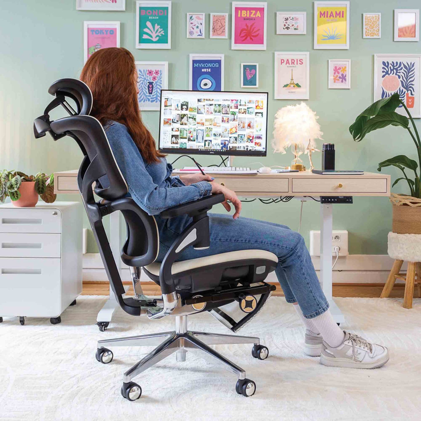 Chaise ergonomique de bureau - TERRANA PREMIUM Blanche en cuir reconstitué