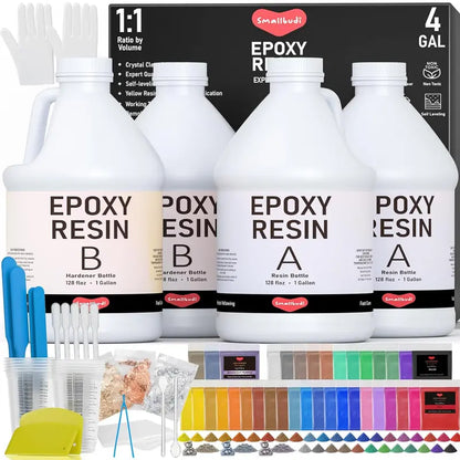 Clear Epoxy Resin Kit for Beginners  4 Gallon with 72 Mica Powders, Foil Flakes, Tools for Art, Craft & DIY Projects