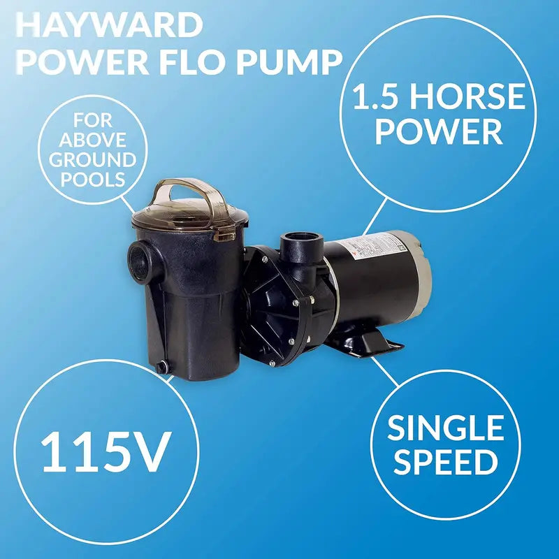 Hayward PowerFlo W3SP1580X15 Above-Ground Pool Pump — 1.5 HP, Reliable Performance for Standard-Sized Pools