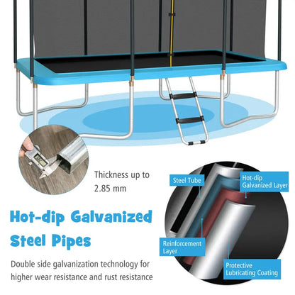 8 ft x 14 ft Rectangular Trampoline  440 lb Weight Limit, Enclosure Net & Non-Slip Ladder Included