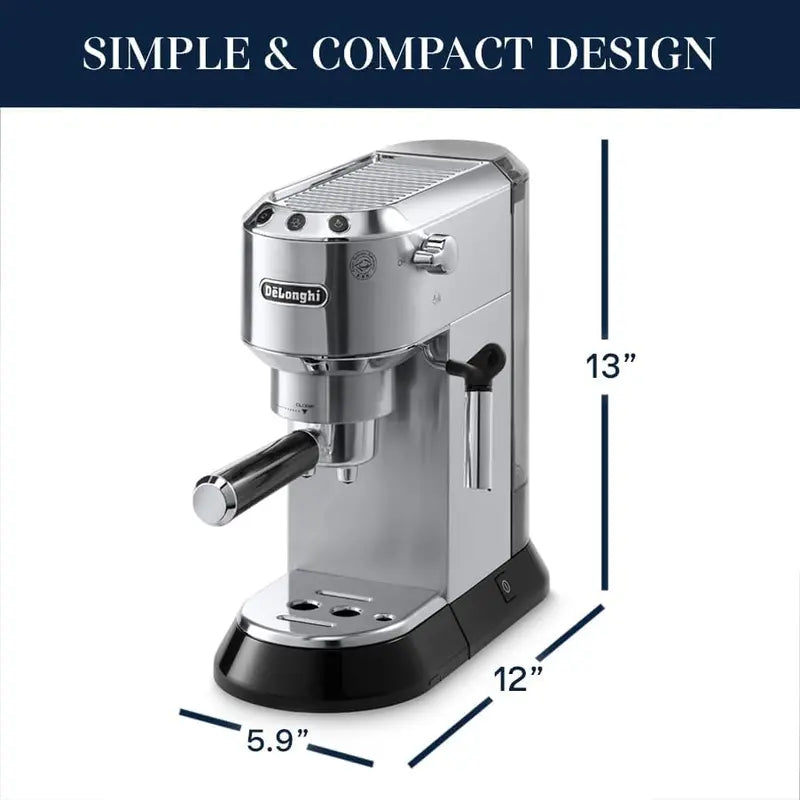 De’Longhi Dedica EC685 Manual Espresso Machine with Stainless Steel Frothing Wand