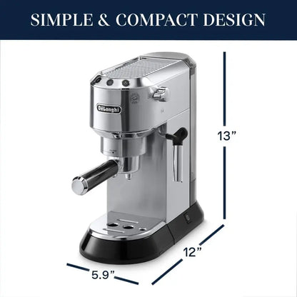 De’Longhi Dedica EC685 Manual Espresso Machine with Stainless Steel Frothing Wand