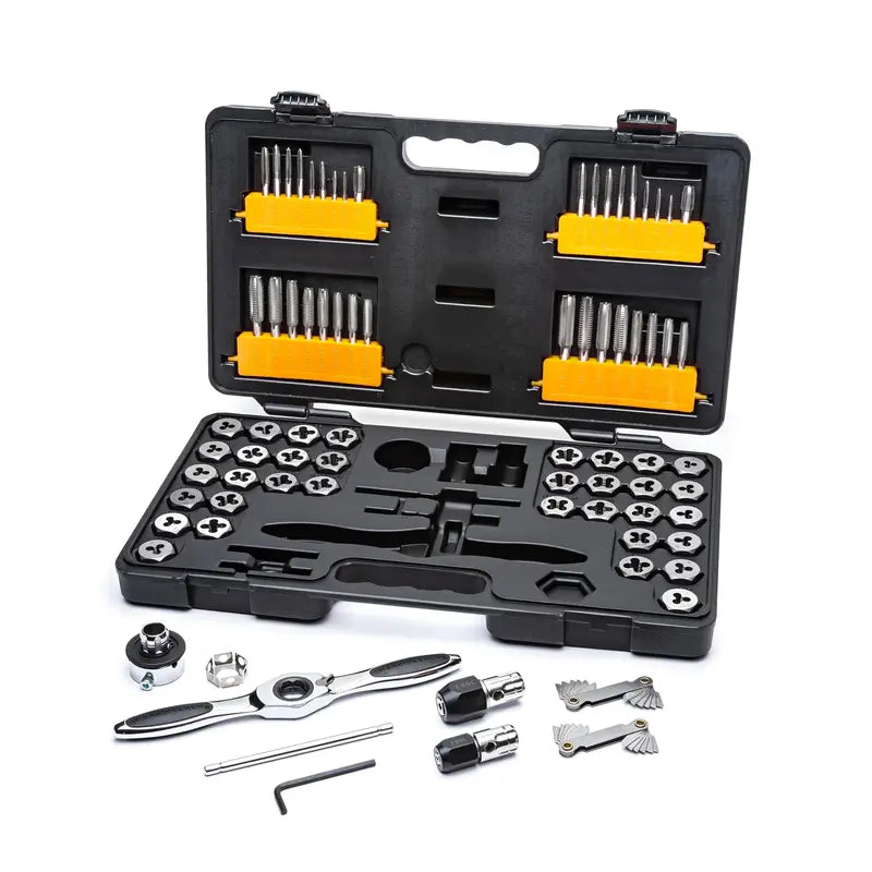 GEARWRENCH 77-Piece Ratcheting Tap & Die Set, SAE & Metric, Twist Lock Guide, Easy Operation