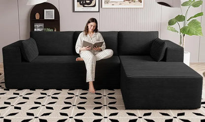 Cloud-Like Boneless Sectional Sofa  3-Seater L-Shaped Modular Couch with Right-Facing Chaise, Cat-Resistant & Deep Seat