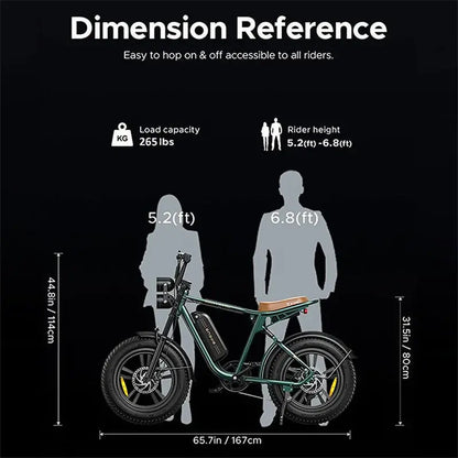 AKEZ 1000W Fat-Tire Electric Bike  UL-Certified All-Terrain Ebike with 94-Mile Range