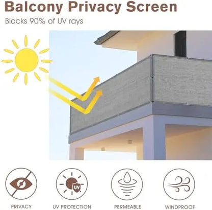SUNNY GUARD 3×10′ Brown-Grey Heavy Duty Balcony Privacy Screen for Outdoor Patio Deck