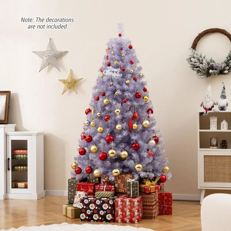 6-Foot or 7.5-Foot Pre-Lit Tinsel Christmas Tree with Warm White LED Illumination