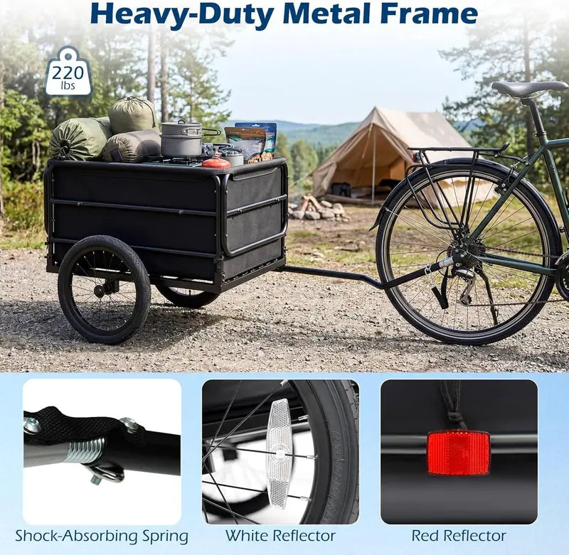 70.5″ x 28″ x 26″ Heavy-Duty Bike Cargo Trailer for Bicycles