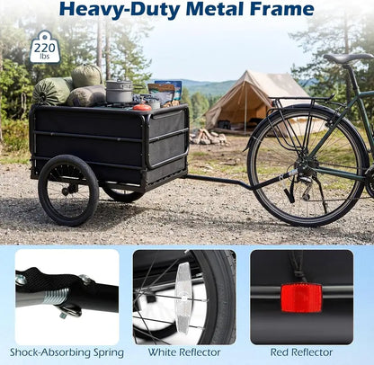70.5″ x 28″ x 26″ Heavy-Duty Bike Cargo Trailer for Bicycles
