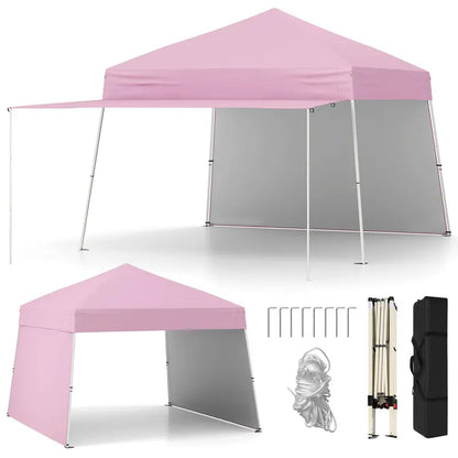 9.2′ x 14′ Pop-Up Canopy Tent  UPF50+ Outdoor Shelter with Two Sidewalls & Adjustable Slant Legs