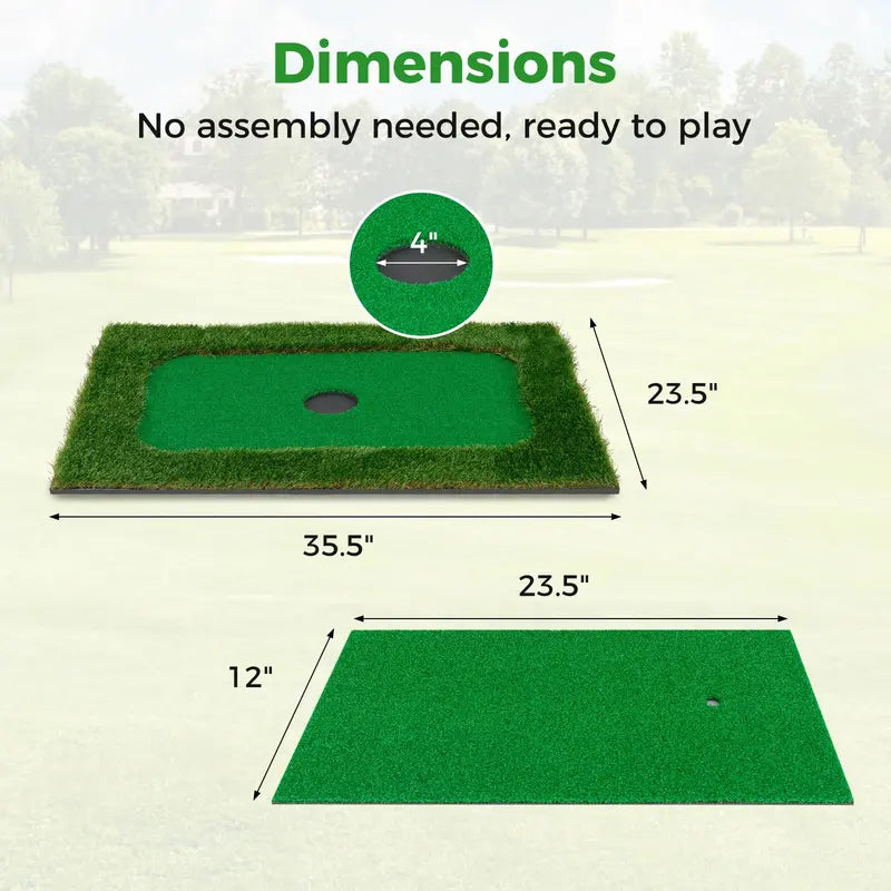 Rectangular Floating Pool Golf Green  Compact Chipping Mat Set with Accessories (35.5¡å x 23.5¡å)