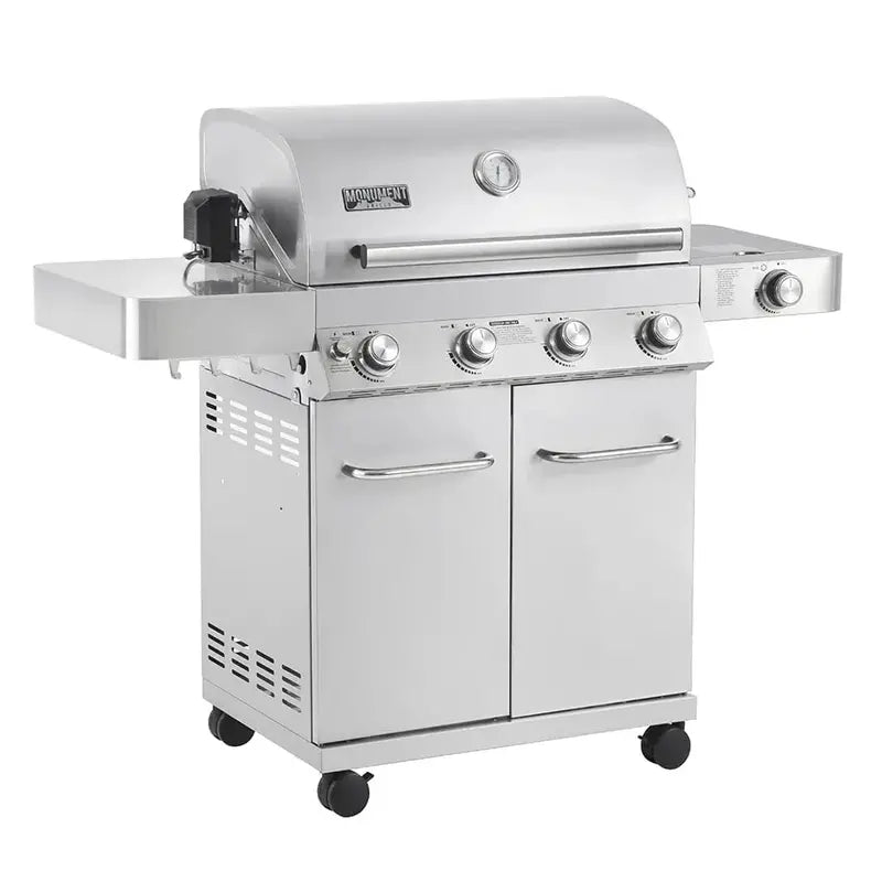 Monument Grills 4-Burner Propane Gas Grill  Stainless Steel, Includes Rotisserie Kit